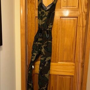 Camouflage Jumpsuit with belt and matching cap